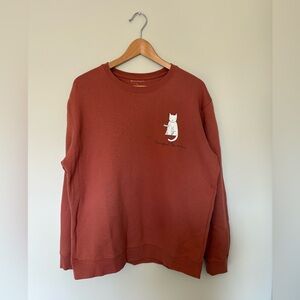 Mimi & August Terracotta Cat Graphic Crewneck Sweater | 100% Pima Cotton | Size